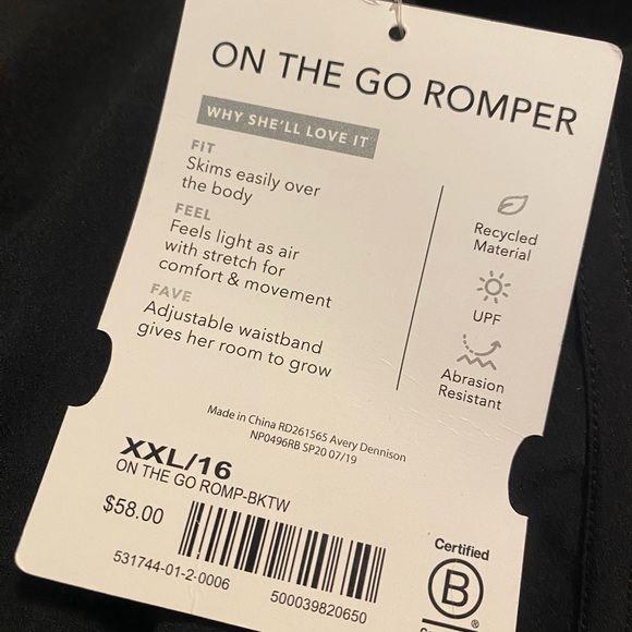 NWT Athleta Girl On The Go Romper Size 16 - Picture 7 of 8